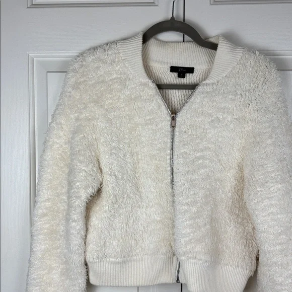 J. Crew Cream Zip Up Cropped Teddy Jacket - Size S - Picture 2 of 8